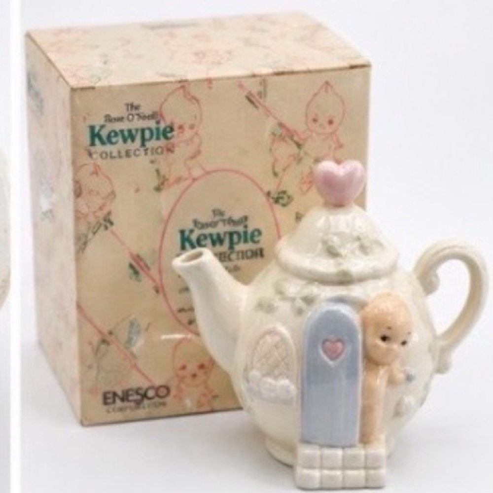 Vintage 1994 Enesco Kewpie Mini Teapot At Door Rose O’Neill Collection w/ Box